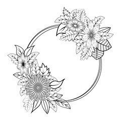 Doodle art flower frame in illustrator