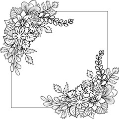 Fototapeta premium Doodle art flower frame in illustrator