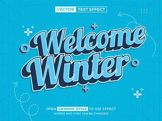 welcome winter editable text, font effect, 3d text for title