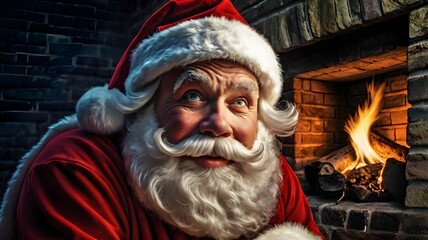 Obraz premium santa claus in front of a fireplace