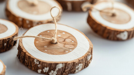 Rustic wooden log slices with natural rings for decorations 