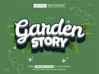 garden story editable text, font effect, 3d text for title