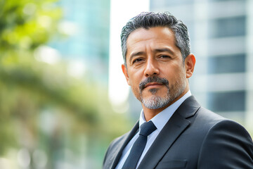 Fototapeta premium business portrait of a mature middle-aged man in suit outdoors