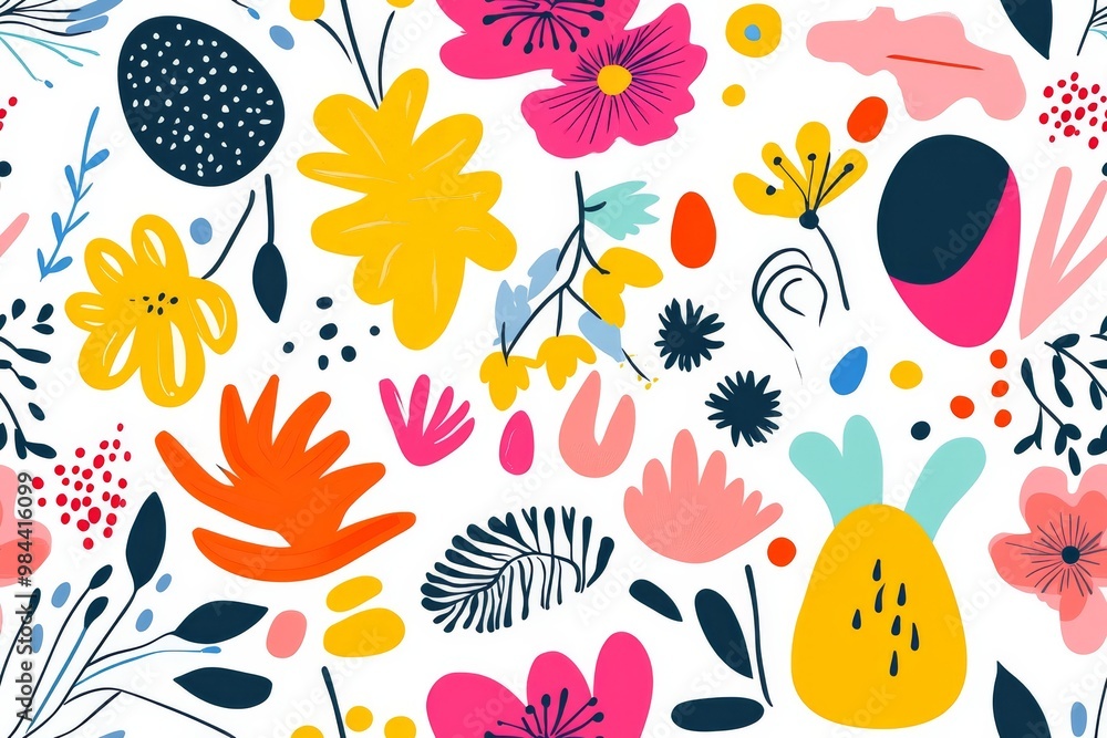 Poster this vibrant and intricately designed seamless pattern beautifully showcases a diverse array of flor