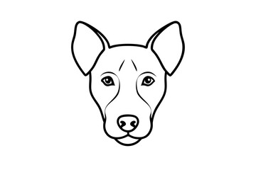 dog head silhouette icon, white background