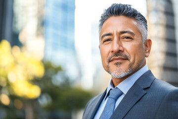 Fototapeta premium business portrait of a mature middle-aged man in suit outdoors