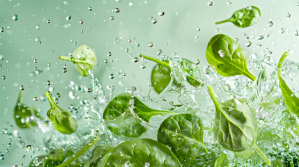 fruits and vegetables splashing in a graphic advertising background.