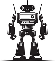 Modern action war robot silhouette vector illustration isolated on a white background