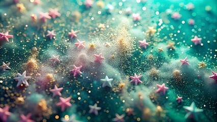 Magical Starry Glitter in Teal and Pink: Dreamy Fantasy Background