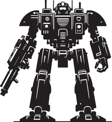 Modern action war robot silhouette vector illustration isolated on a white background