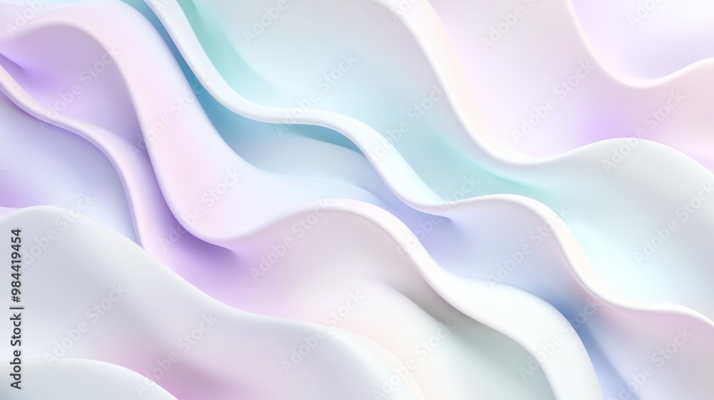 Poster Pastel colored waves are flowing and creating a modern abstract background design, perfect for a wide variety of projects