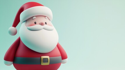 Obraz premium Joyful 3d santa claus smiles against a pastel blue backdrop, perfect for christmas projects. Add a festive touch to your designs with this trendy illustration
