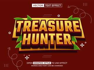treasure hunter editable text, font effect, 3d text for title