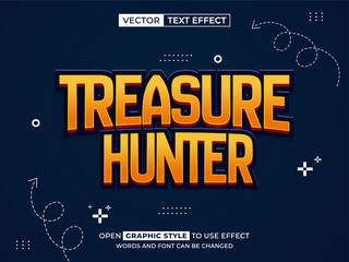 treasure hunter editable text, font effect, 3d text for title