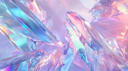 Abstract background of a crystal formation reflecting a rainbow spectrum of light, creating a beautiful and ethereal atmosphere