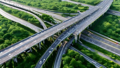 Aerial Perspective of Busy Expressway Showcasing Essential Road Traffic Infrastructure