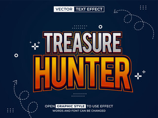 treasure hunter editable text, font effect, 3d text for title