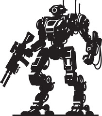 Modern action war robot silhouette vector illustration isolated on a white background