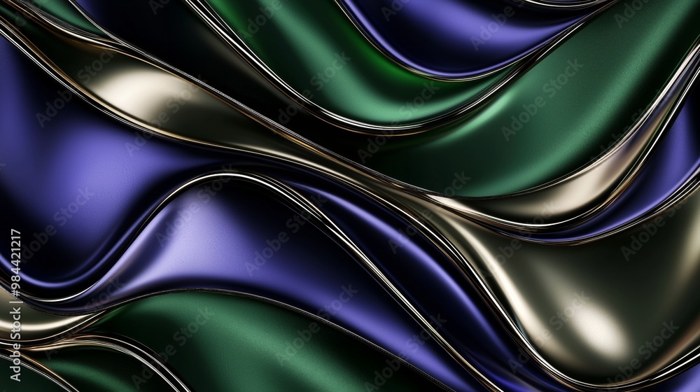 Poster smooth, undulating waves of liquid metal create a luxurious and modern abstract background, perfect 