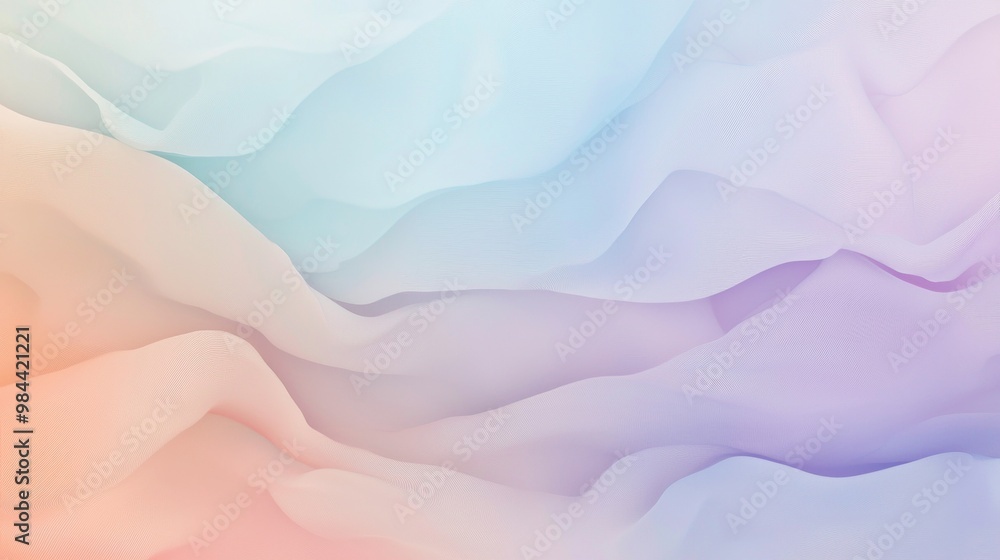 Poster Smooth elegant pastel colored waves are flowing and creating an abstract background with a soothing and relaxing feeling