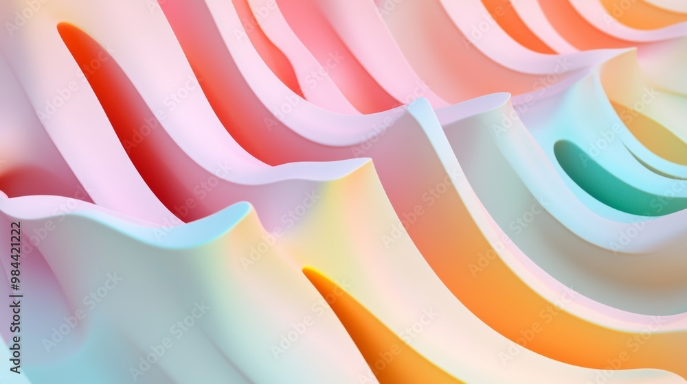 Poster vibrant abstract background with flowing shapes in pastel colors, creating a dynamic and elegant loo