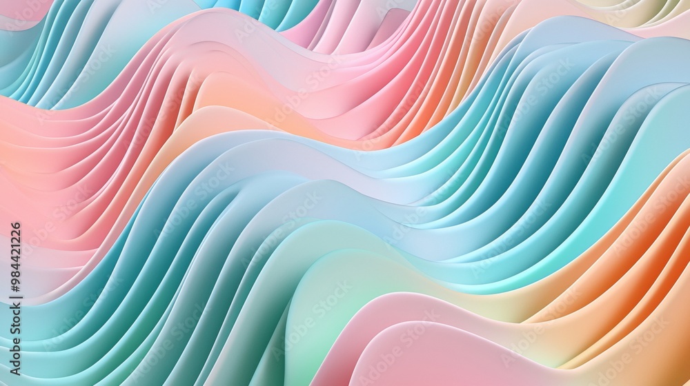 Poster smooth pastel waves create a modern, soothing background with a dynamic, fluid pattern. this elegant