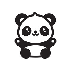 Kawaii panda silhouette ,icon ,vector