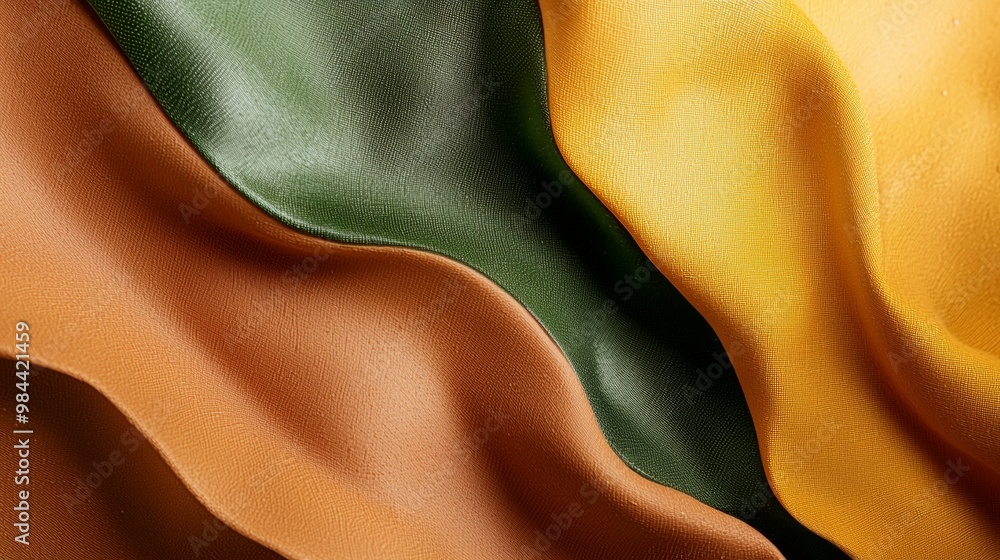 Poster three-dimensional waves of textured fabric flowing in a dynamic composition. ideal for backgrounds, 