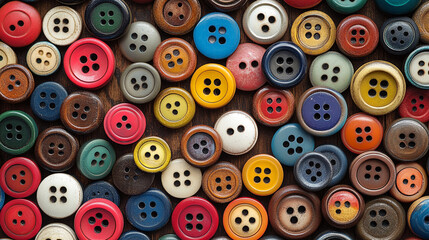 Fototapeta premium A vibrant collection of assorted buttons in various colors and sizes, perfect for crafting and sewing enthusiasts.