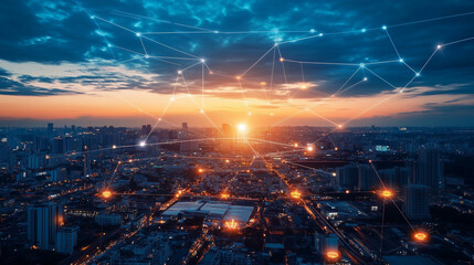 Fototapeta premium Machine learning optimizing renewable energy systems, enhancing the efficiency of solar, wind, and hydro power by analyzing real-time data and adjusting energy production to demand. The integration of