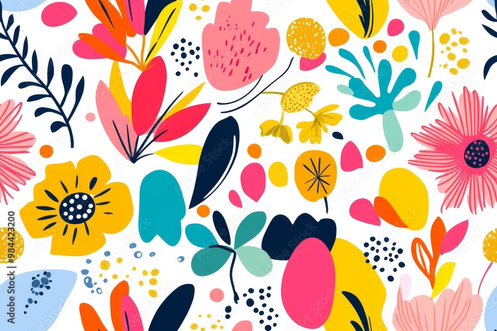 Aufkleber this artwork presents an intricate design characterized by vibrant flowers and abstract shapes in a 