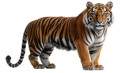 Obraz premium A muscular tiger hanging on a wall against a plain PNG background (2)
