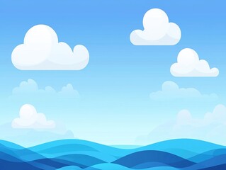 Serene Gradient Landscape with Clouds Against a Tranquil Blue Sky