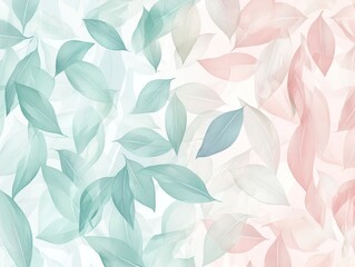 Serene Pastel Botanical Seamless Pattern with Minimalist Floral Leaves and Organic Shapes