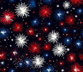 Naklejka premium Fireworks pattern, seamless texture. Celebration banner. illustration of firework