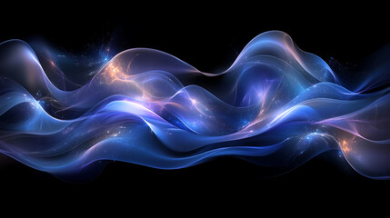 Obraz premium A mesmerizing abstract wave of blue and purple hues, radiating light and energy against a dark background.