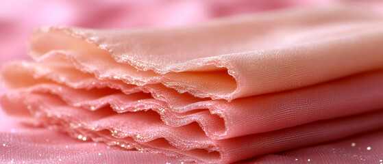 Soft pink fabric layered elegantly, perfect for fashion, design, and textile projects, adding a touch of elegance to any theme.