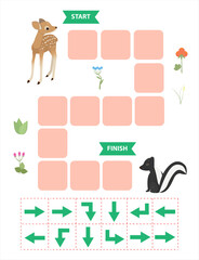 Education game for children. Animals smart track will help you get the finish line. Printable sheet.