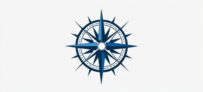  logo featuring an ocean blue compass  without text
