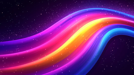 Fototapeta premium Vibrant wave of colorful light flows against a dark background, creating a mesmerizing abstract visual for digital art and design.