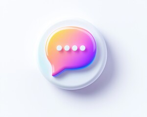 Fototapeta premium 3D Gradient Chat Bubble Icon.