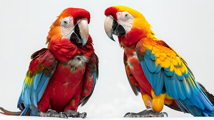 magnificent realistic Scarlet Macaw on white background