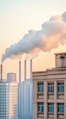 Chinese industrial city skyline with factories and skyscrapers, urban and industrial growth