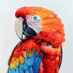 Fototapeta premium magnificent realistic Scarlet Macaw on white background