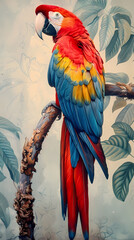 Obraz premium magnificent realistic Scarlet Macaw on white background