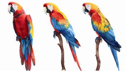Naklejka premium magnificent realistic Scarlet Macaw on white background
