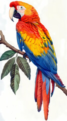 Obraz premium magnificent realistic Scarlet Macaw on white background