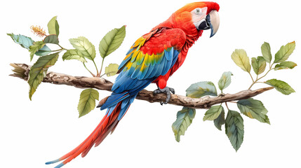 Fototapeta premium magnificent realistic Scarlet Macaw on white background