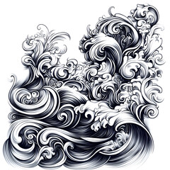 Japanese-style 2D illustrator doodle cartoon for floor tiles and wallpaper