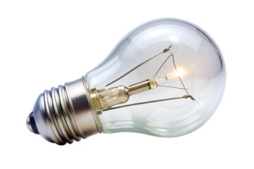 Glowing incandescent light bulb isolated on transparent background